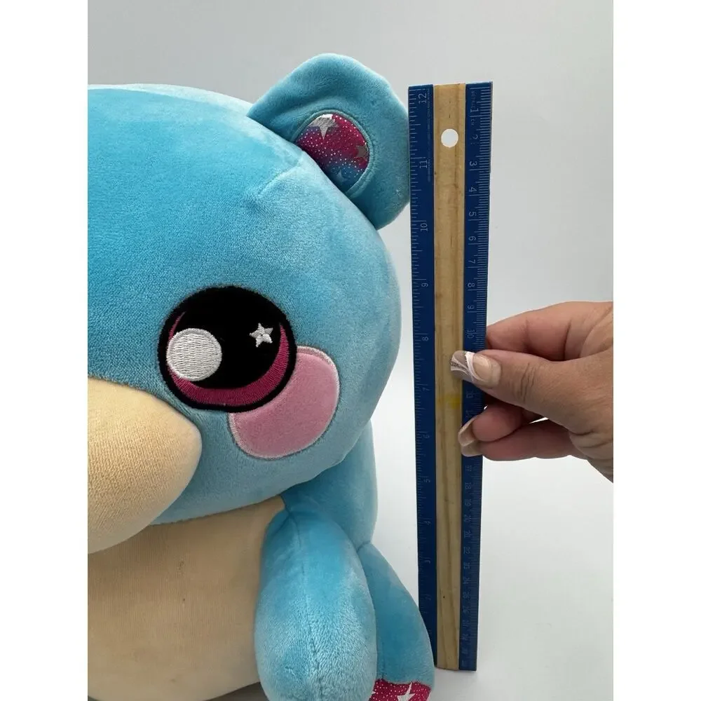 Cute Blue Plush Teddy Bear Stuffed Animal Pink Eyes Galaxy Paws 11” Soft Toy